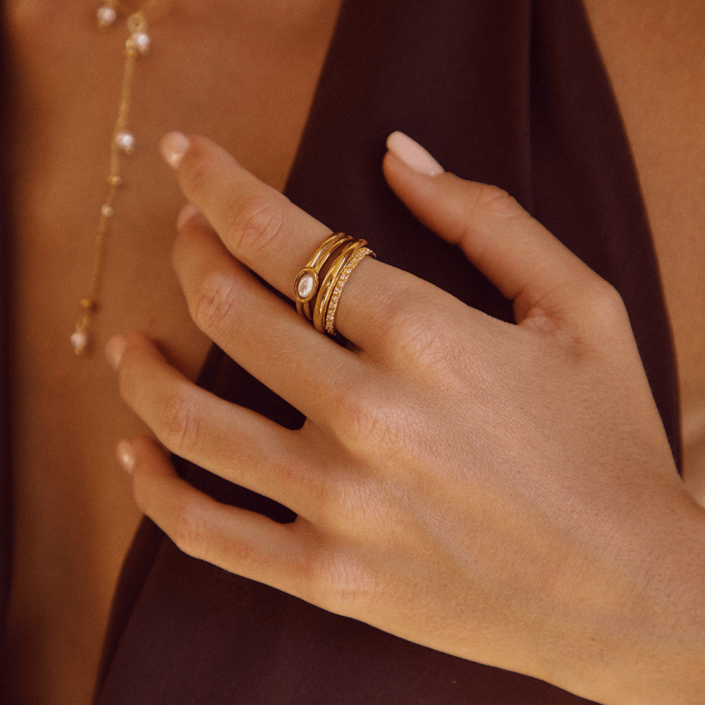 18K gouden ring met parels
