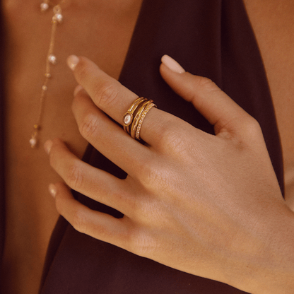 18K gouden ring met parels