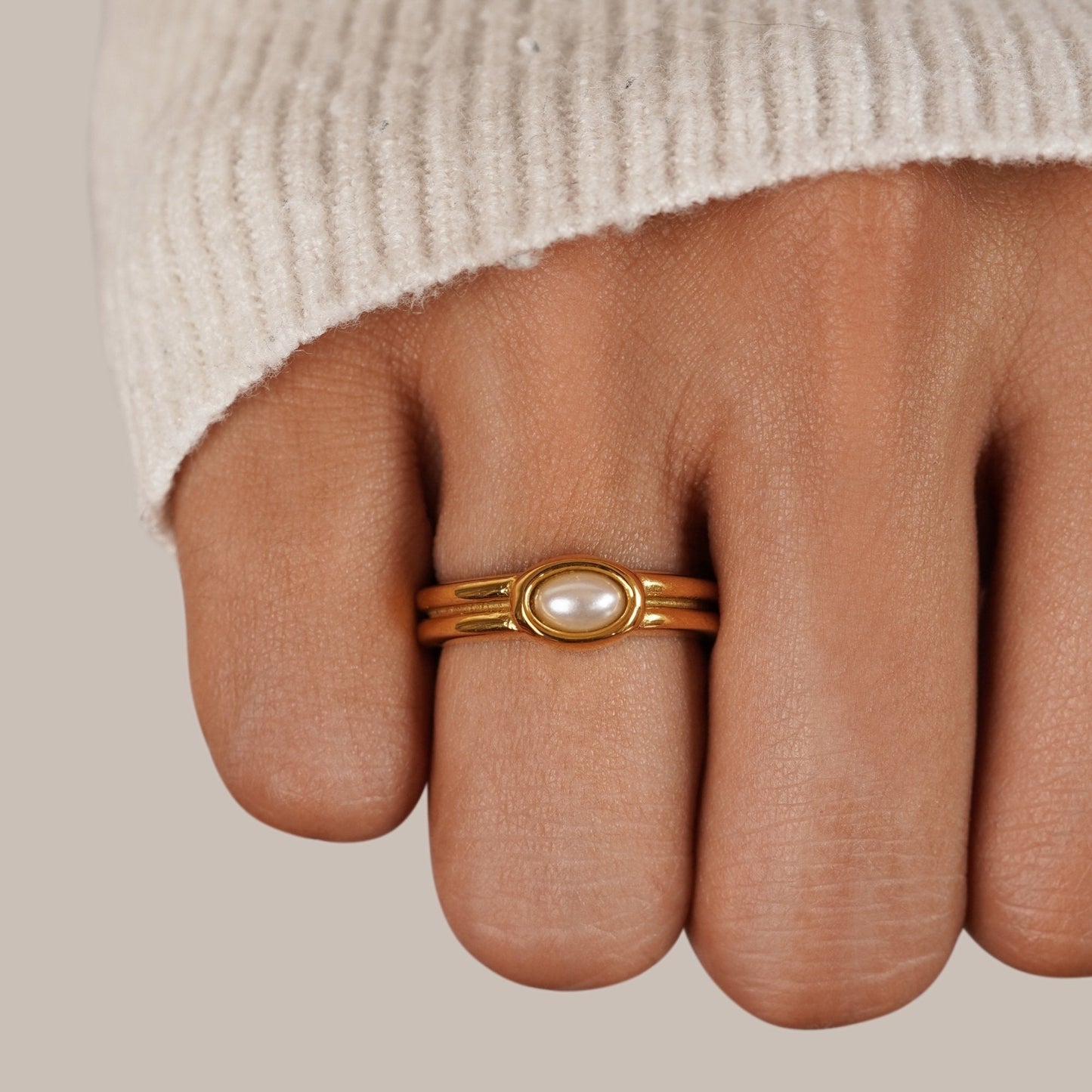 18K gouden ring met parels