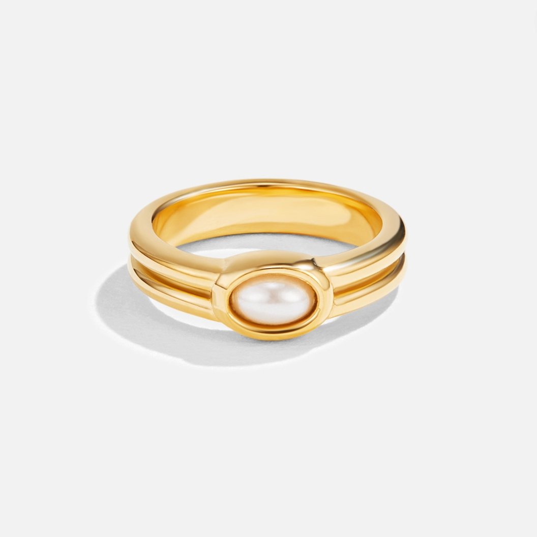 18K gouden ring met parels