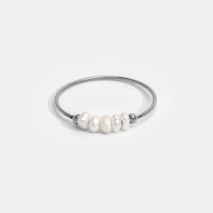 Klassieke zoetwaterparel zilveren ring