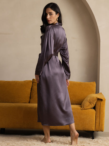 Femme Peignoir Long en Soie de Morus