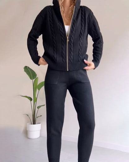 Ania - Casual Twist Jacquard tweedelige set