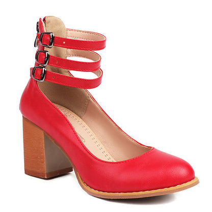 Casilda | Glatte Sandalen mit Knöchelriemen und dickem Absatz