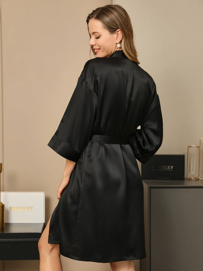 Kimono Peignoir Portefeuille Ceinturée en Pure Soie pour Femme