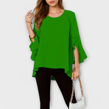 MÁRIA – BLOUSE VAN SOEPELE STOF MET RUFFLES