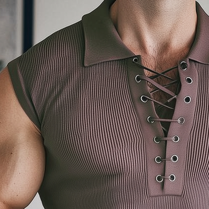 Men's Summer Classic Solid Color V-Neck Knitted Tank Top MTA0710G2U