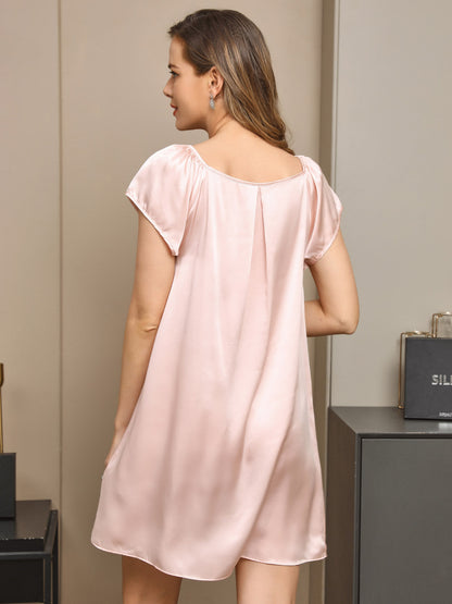Pure Soie Manches Courtes Mignonne Chemise de Nuit