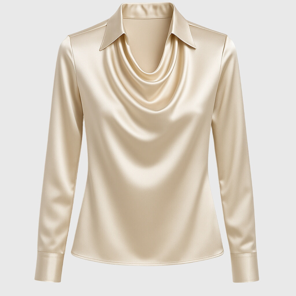 Nia™ – Elegante blouse met gedrapeerde halslijn voor een verfijnde alledaagse stijl