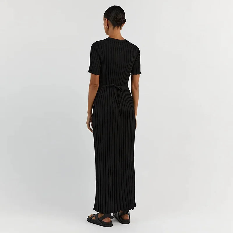 Angela | Effen gebreide maxi-jurk