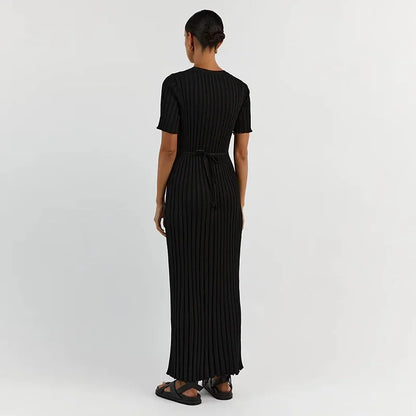 Angela | Effen gebreide maxi-jurk