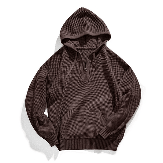 Rockfella Gebreide Hoodie met Halve Rits