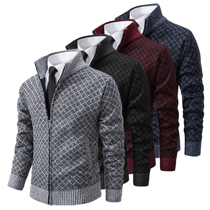 Windsor | Gebreid vest met ruitpatroon en ritssluiting
