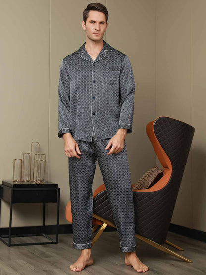 Luxe Zijden Pyjama met Print voor Heren