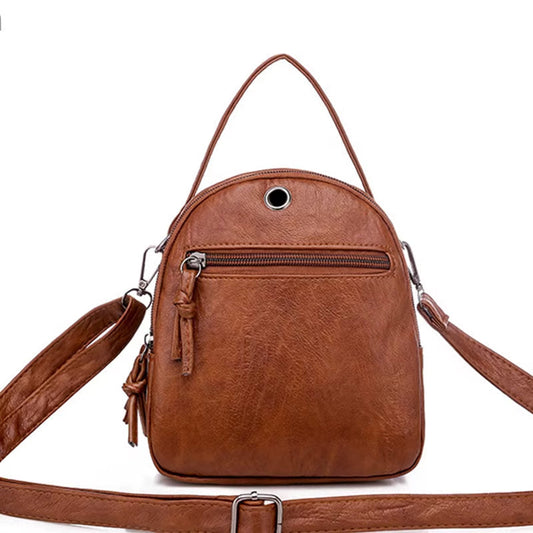 Compacte retro leren schoudertas voor dames - Miranda