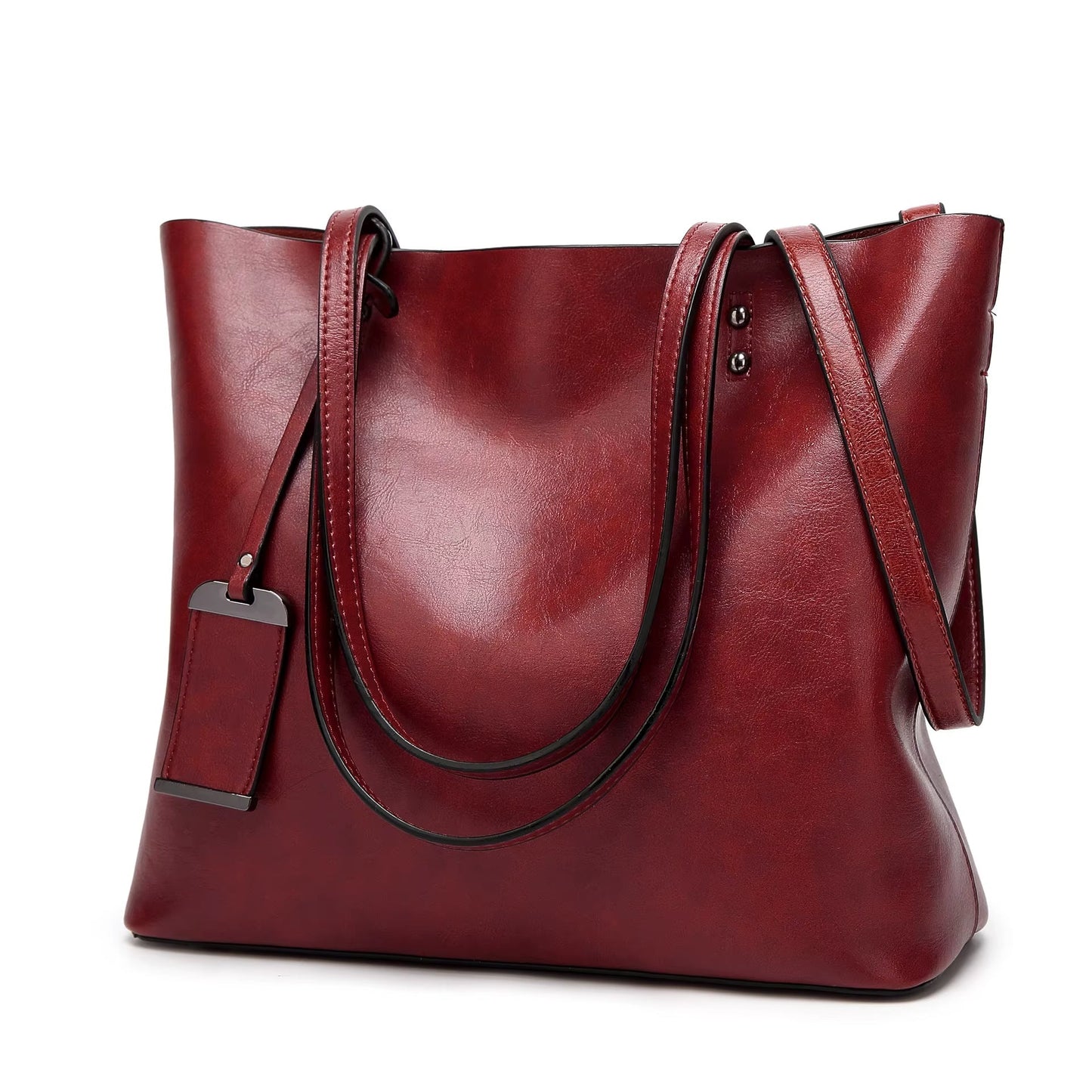 Retro cross-body tas van glad bordeauxrood leer voor dames - Elea
