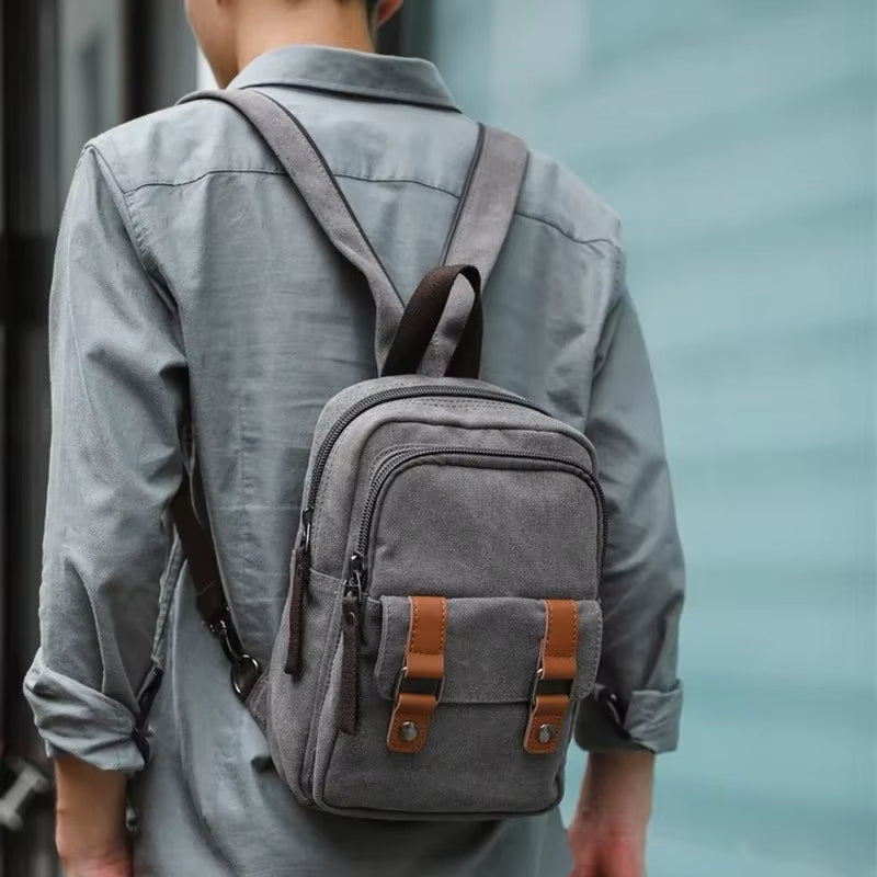 Sac à dos unisexe à bandoulière avec de multiples poches de style vintage - Axel