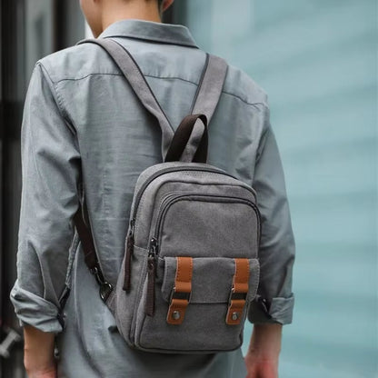 Sac à dos unisexe à bandoulière avec de multiples poches de style vintage - Axel