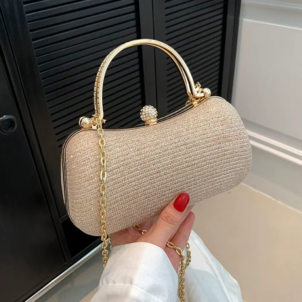 Dames clutch met glitter en juwelenhandvat - Dhalia