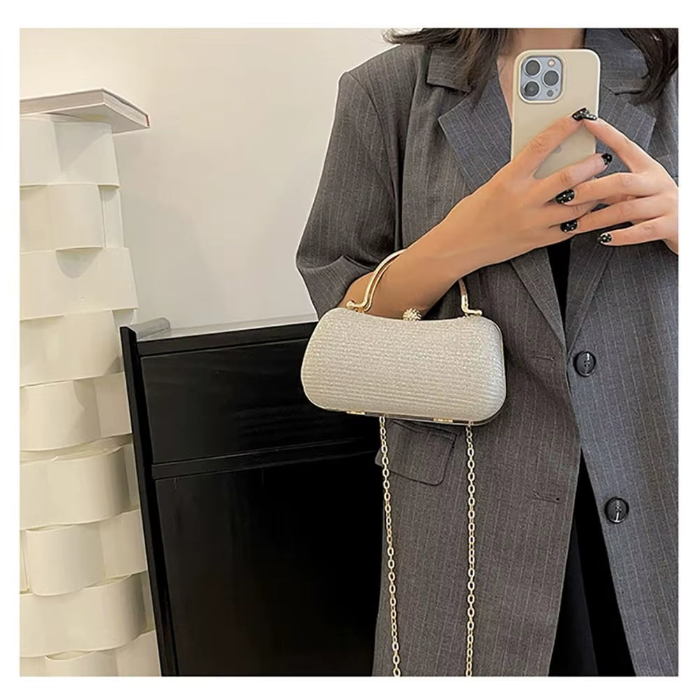 Dames clutch met glitter en juwelenhandvat - Dhalia