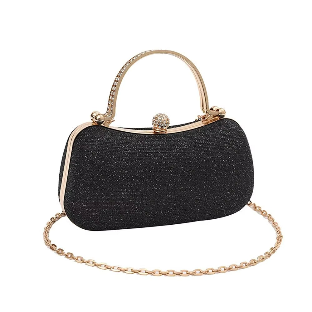 Dames clutch met glitter en juwelenhandvat - Dhalia
