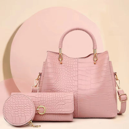 Sac à main femme design crocodile 3 pièces - Valentina
