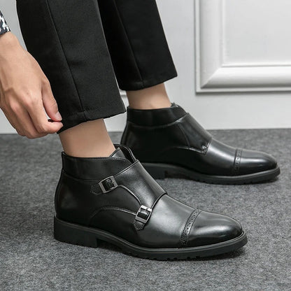 Olsen & Olsen™ Darell | Leren laarzen met dubbele monniksgesp