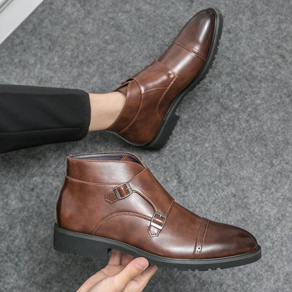 Olsen & Olsen™ Darell | Leren laarzen met dubbele monniksgesp