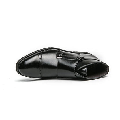 Parker | Imitation Leather Ankle Boots with Double Monk Strap