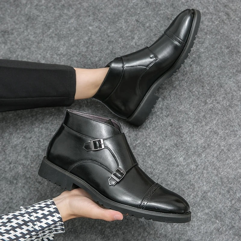 Olsen & Olsen™ Darell | Leren laarzen met dubbele monniksgesp