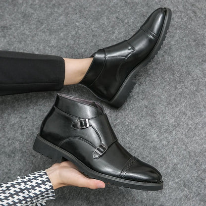 Olsen & Olsen™ Darell | Leren laarzen met dubbele monniksgesp