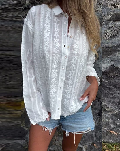 Élodie Bestickte Bluse