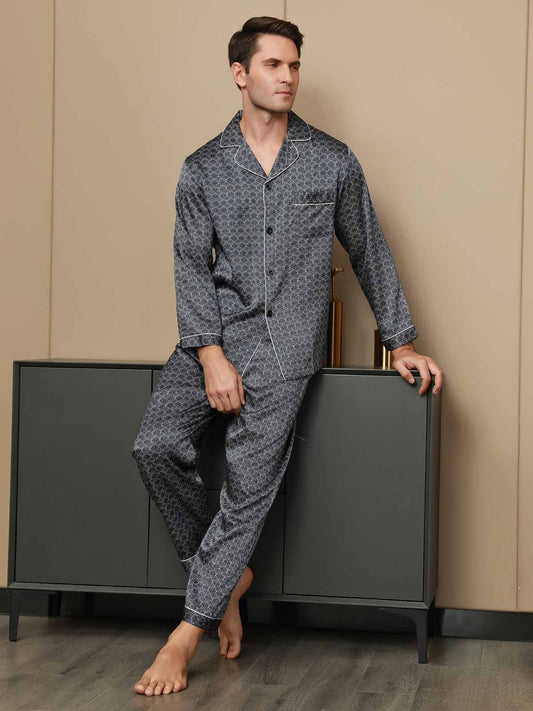 Luxe Zijden Pyjama met Print voor Heren