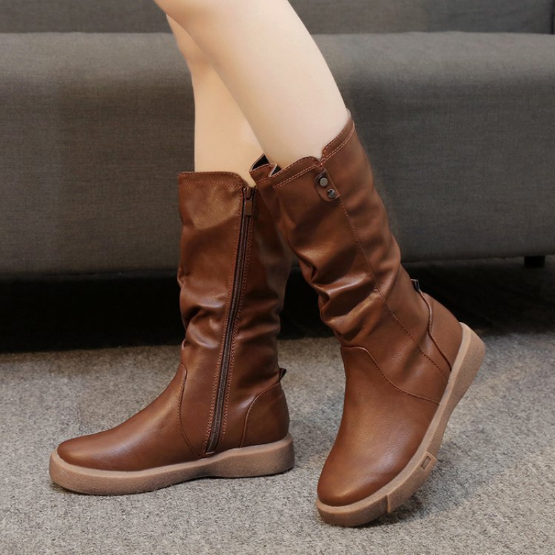 Wasserdichte Vegane Lederstiefel mit Reißverschluss