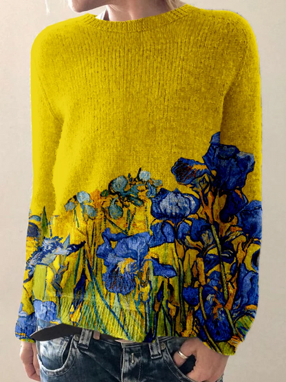Barneys New York | Een behaaglijke trui met afbeeldingen, geïnspireerd op de kunst van de elegante iris