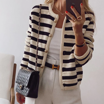 Laurenza | Vest met gestreepte mouwen