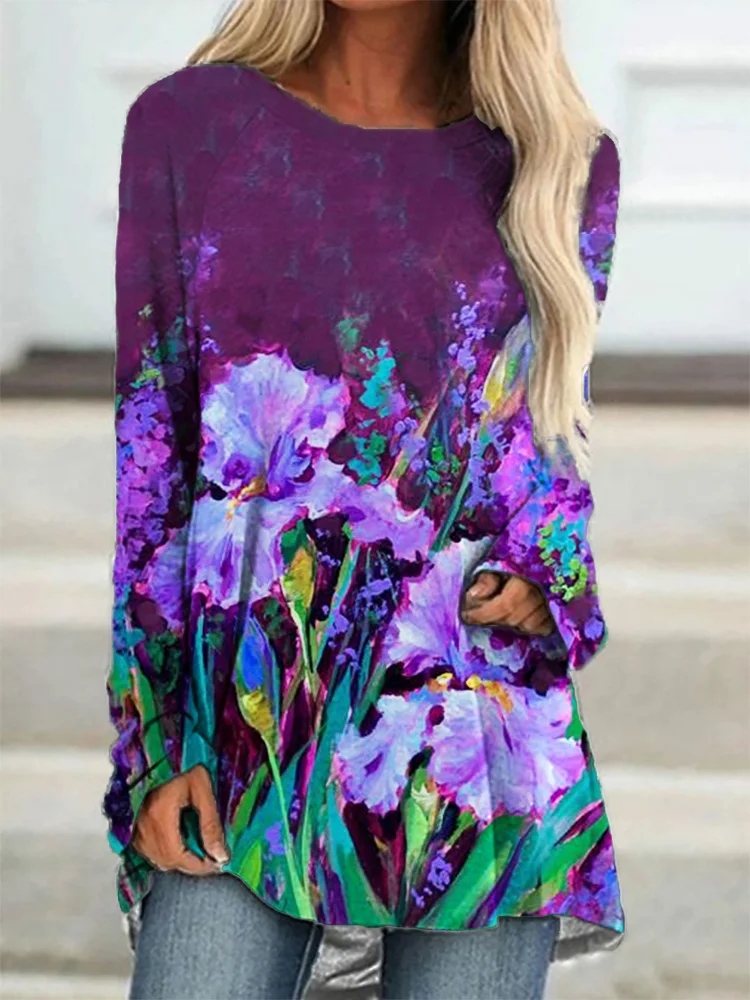 Barneys New York | Longsleeve met paarse iriskunst