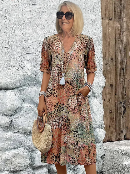Alivia™ – Elegant Floral Midi Dress for Flattering All-Day Style