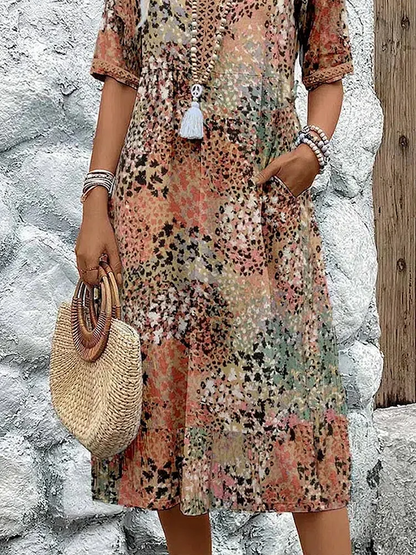 Alivia™ – Elegant Floral Midi Dress for Flattering All-Day Style