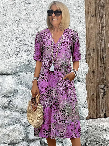 Alivia™ – Elegant Floral Midi Dress for Flattering All-Day Style