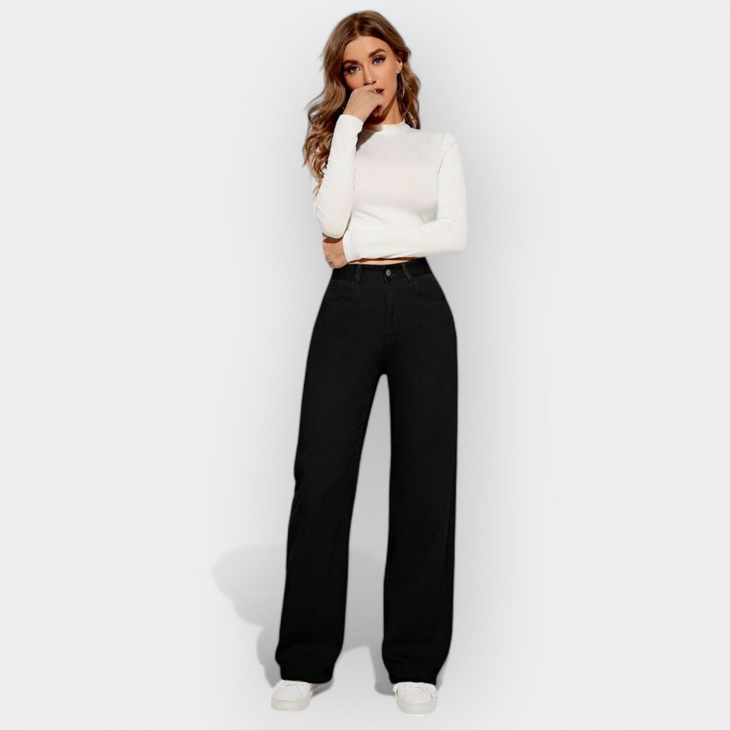High-Waist Jeans mit weiter Hose