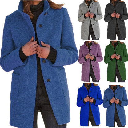 Autumn™ – Retro windjack voor dames met knopen en opstaande kraag