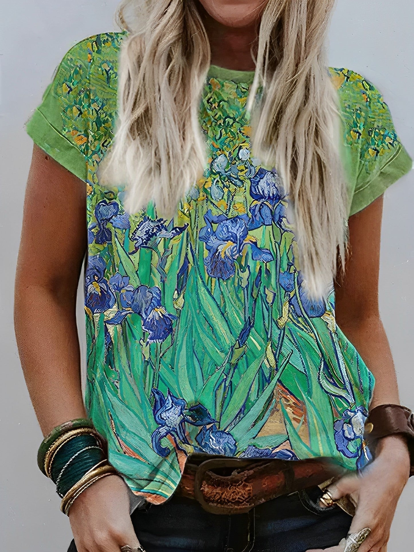 T-shirt met Van Gogh-irisprint