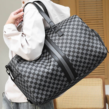Sac de voyage à carreaux pour hommes avec double poignée renforcée - Mauro