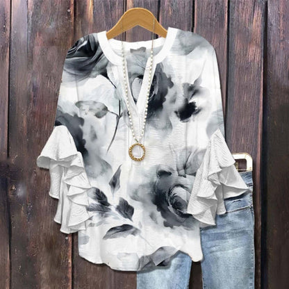 Blouse Met Gebloemde Ombre Print