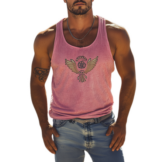 【24-hour shipping out】Men's Classic Casual American Retro Embroidered Knit Striped Tank Top 72799567K
