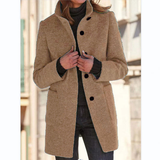 Autumn™ – Retro-Damen-Windjacke mit Knöpfen und Stehkragen