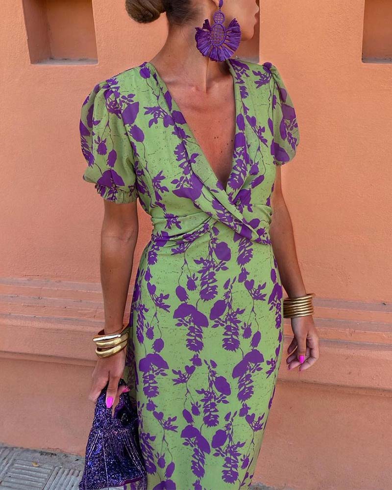 Della - dames plooirok bloemenprint bohemien jurk