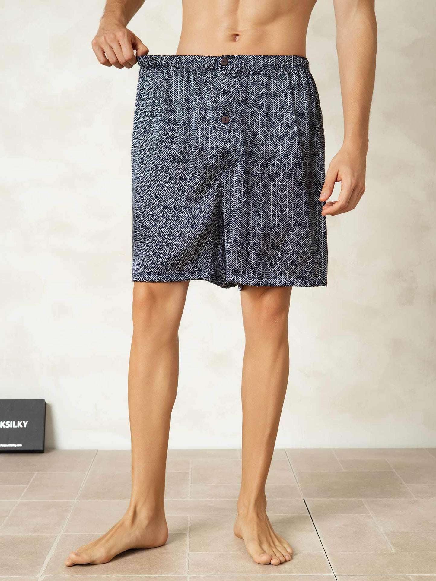Short En Soie Pure Taille Élastique Shorts De Nuit Pour Hommes