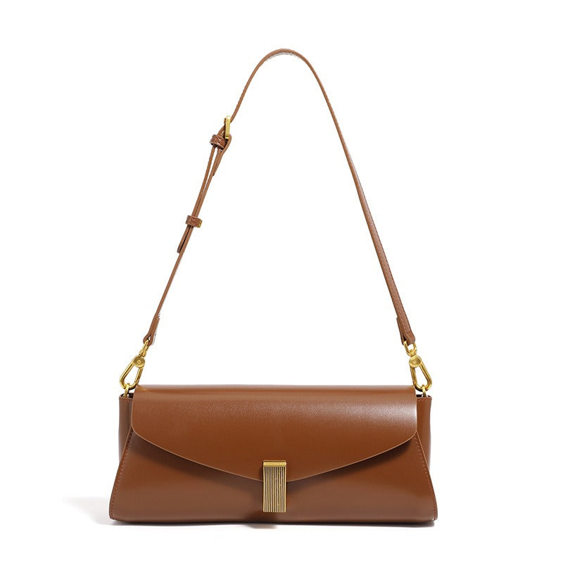 Dames schoudertas van imitatieleer met elegante metalen sluiting - Amandine